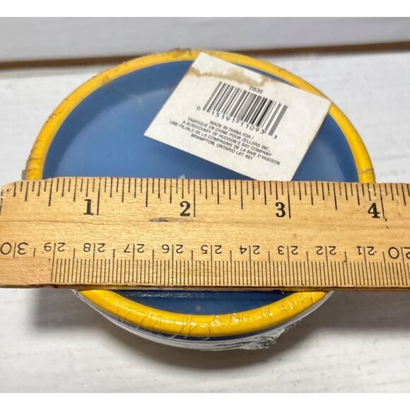 Hand-Painted Striped Ceramic Bowl Candle With Blue Wax 3" Height - Picture 7 of 7